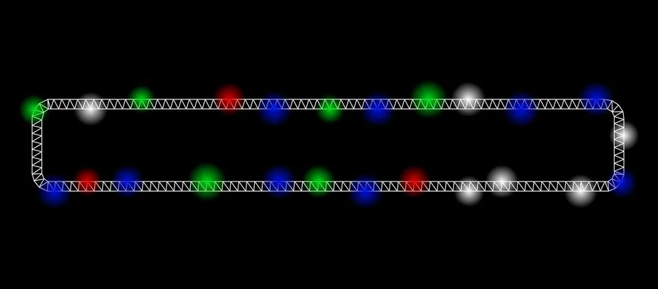 Bright Mesh Carcass Rounded Rectangle Frame with Flash Spots Stockillustratie