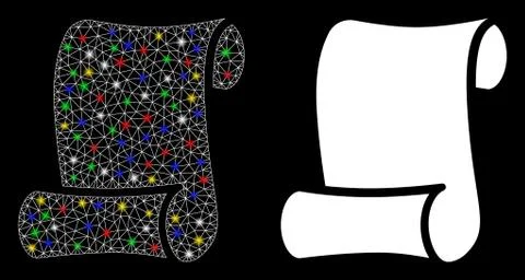 Bright Mesh Carcass Script Icon with Flare Spots 스톡 일러스트