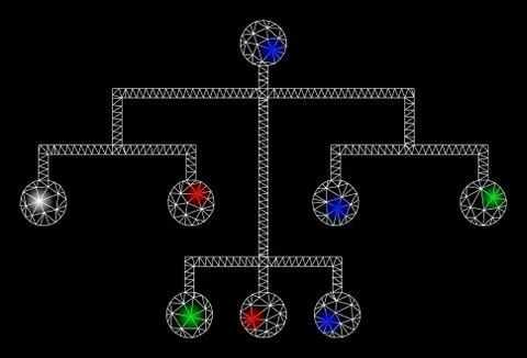 Bright Mesh Carcass Script Tree with Flash Spots Stock Illustration