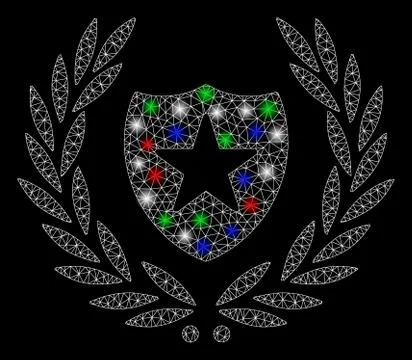 Bright Mesh Carcass Shield Laurel Wreath with Flare Spots Stock Illustration