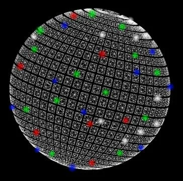 Bright Mesh Carcass Square Dotted Abstract Sphere with Flare Spots Ilustración de archivo