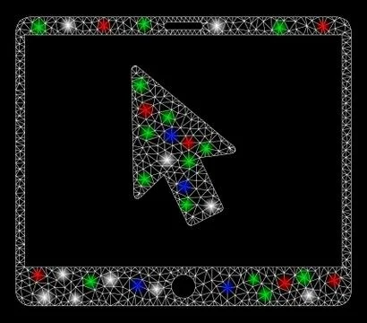 Bright Mesh Carcass Tablet Arrow Pointer with Light Spots Stock Illustration