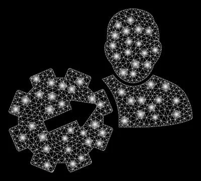 Bright Mesh Carcass User Integration API Gear with Flare Spots Stock Illustration