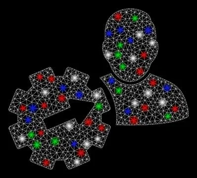 Bright Mesh Carcass User Integration API Gear with Flare Spots イラスト素材