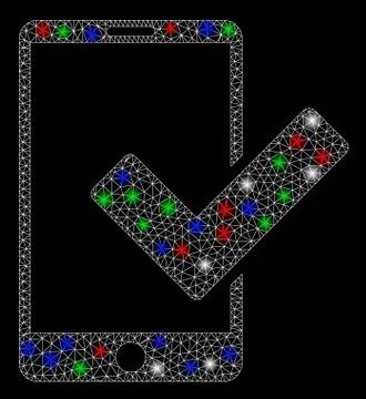 Bright Mesh Carcass Valid Smartphone with Flash Spots Stock Illustration