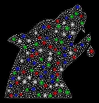 Bright Mesh Carcass Werewolf with Flash Spots Stock Illustration