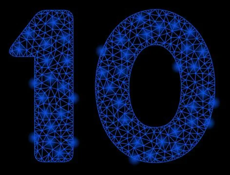 Bright Mesh Network 10 Digits Text with Flare Spots 스톡 일러스트