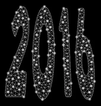 Bright Mesh Network 2016 Perspective with Light Spots Stock Illustration