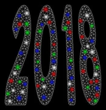 Bright Mesh Network 2018 Text with Flash Spots 스톡 일러스트