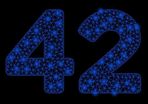 Bright Mesh Network 42 Digits Text with Flare Spots Stock Illustration