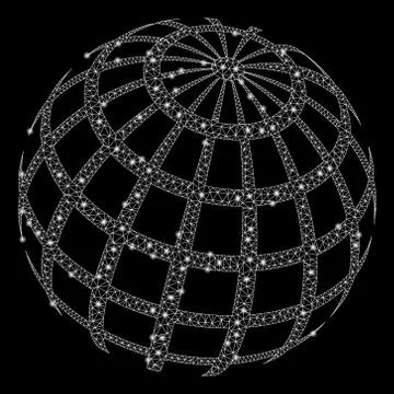 Bright Mesh Network Abstract Sphere Grid with Flare Spots Stock Illustration