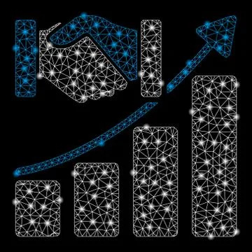 Bright Mesh Network Acquisition Growth with Light Spots 스톡 일러스트