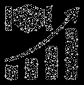 Bright Mesh Network Acquisition Hands Growth Chart with Flare Spots 库存插图
