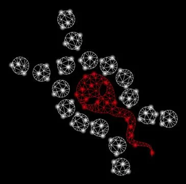 Bright Mesh Network Alien Sperm Replication with Light Spots イラスト素材