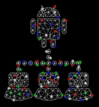 Bright Mesh Network Android Manager with Flare Spots 스톡 일러스트