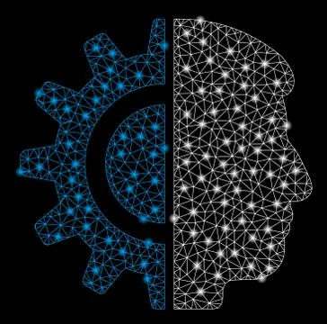 Bright Mesh Network Android Robotics with Flash Spots 스톡 일러스트