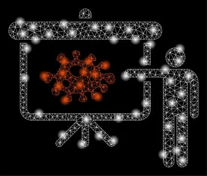 Bright Mesh Network Bacteria Lecture with Light Spots Illustrazione stock