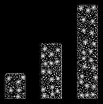 Bright Mesh Network Bar Chart with Flash Spots Illustrazione stock
