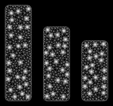 Bright Mesh Network Bar Chart Decrease with Light Spots Stock Illustration