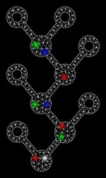 Bright Mesh Network Binary Tree with Flash Spots Stock Illustration