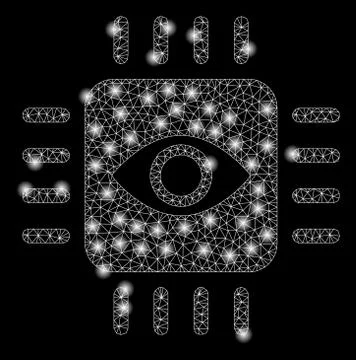 Bright Mesh Network Bionic Eye Processor with Flare Spots Illustrazione stock