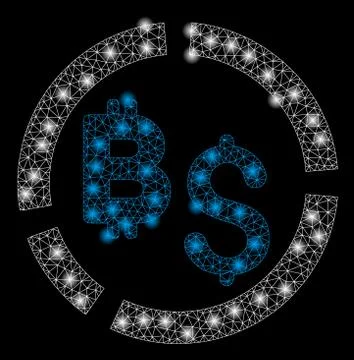 Bright Mesh Network Bitcoin Financial Diagram with Light Spots Stock Illustration