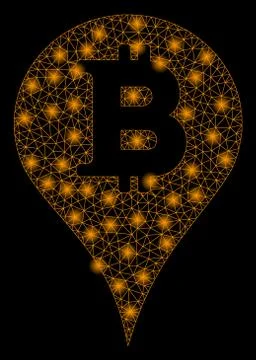 Bright Mesh Network Bitcoin Marker with Light Spots Ilustración de archivo