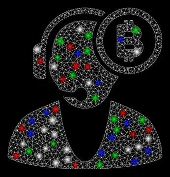 Bright Mesh Network Bitcoin Operator with Light Spots Illustrazione stock