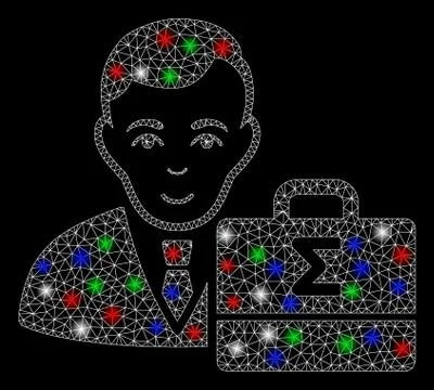 Bright Mesh Network Bookkeeper with Flare Spots Stock Illustration