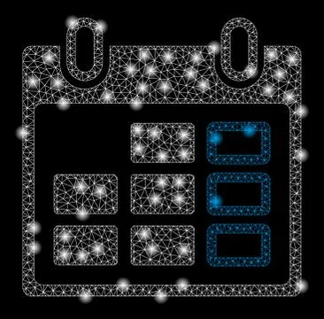 Bright Mesh Network Calendar Week with Flare Spots Stock Illustration