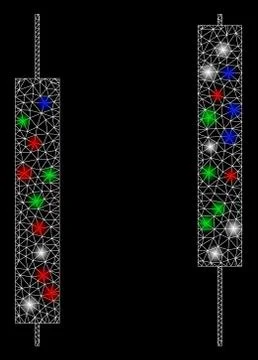 Bright Mesh Network Candlesticks with Flare Spots Stock Illustration