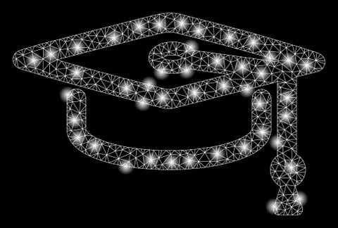 Bright Mesh Network Cap Graduate with Flash Spots Illustrazione stock