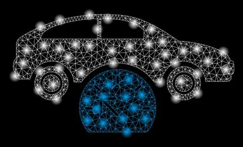 Bright Mesh Network Car Testing with Flare Spots Stock Illustration