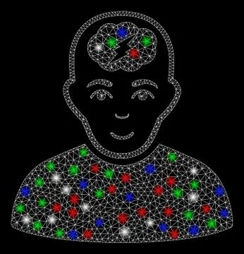 Bright Mesh Network Clever Boy with Flash Spots Stock Illustration