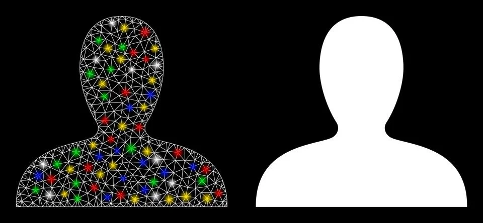 Bright Mesh Network Client Icon with Flash Spots Illustrazione stock