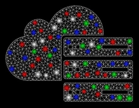 Bright Mesh Network Cloud Computing with Flare Spots Ilustração Stock