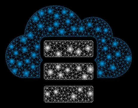 Bright Mesh Network Cloud Database with Flare Spots 스톡 일러스트