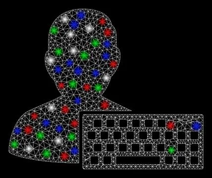 Bright Mesh Network Coder with Light Spots Illustrazione stock