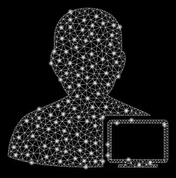 Bright Mesh Network Computer Administrator with Light Spots 스톡 일러스트