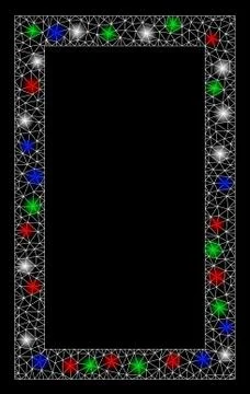 Bright Mesh Network Contour Rectangle with Flare Spots Stock Illustration