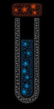 Bright Mesh Network Covered Test Tube with Flare Spots 스톡 일러스트