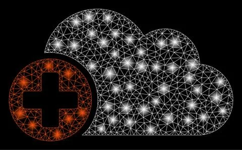 Bright Mesh Network Create Cloud with Flare Spots イラスト素材