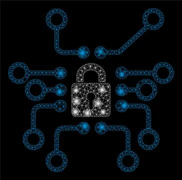 Bright Mesh Network Cryptography with Flare Spots Stock Illustration