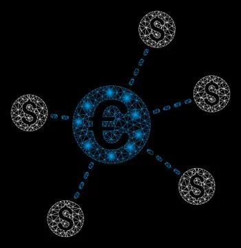 Bright Mesh Network Currency Network Nodes with Light Spots Stock Illustration