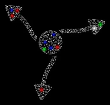 Bright Mesh Network Curve Arrows with Light Spots 스톡 일러스트