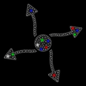 Bright Mesh Network Curve Arrows with Flare Spots Illustrazione stock