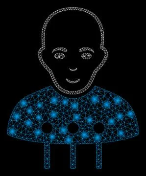 Bright Mesh Network Cyborg Interface with Flare Spots Stock Illustration
