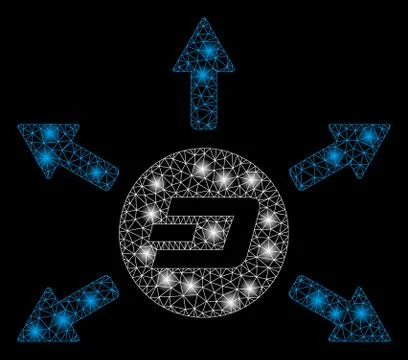 Bright Mesh Network Dash Coin Payout Arrows with Flash Spots Stock Illustration