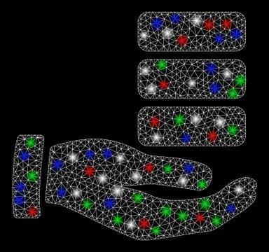 Bright Mesh Network Data Provider Hand with Flare Spots Stock Illustration