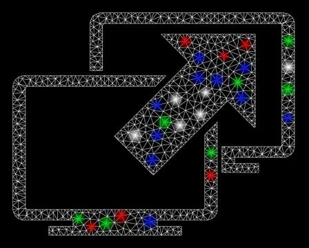 Bright Mesh Network Data Transfer with Flare Spots Illustrazione stock